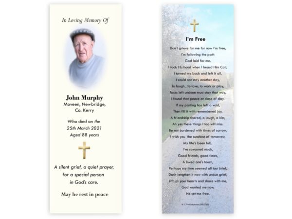 Irish Memorial Bookmarks - Country Lane - MC Printers Ballybunion Co Kerry