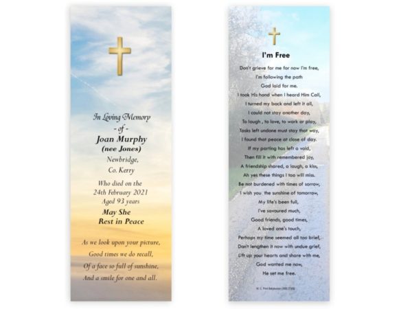 Irish Memorial Bookmarks - MC Printers Ballybunion Co Kerry