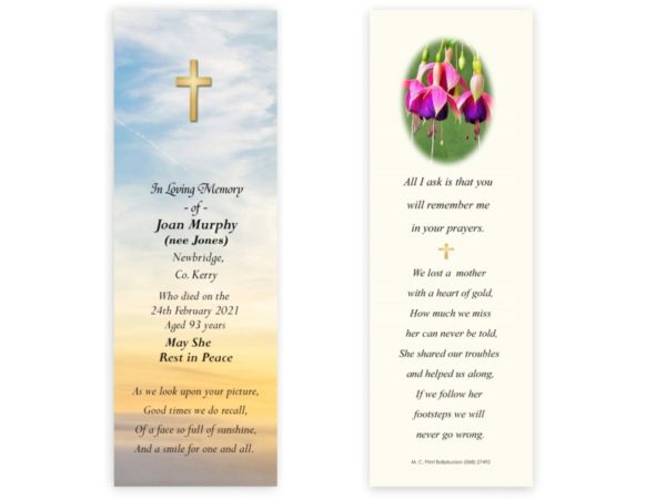 Irish Memorial Bookmarks - MC Printers Ballybunion Co Kerry