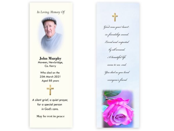 Irish Memorial Bookmarks - MC Printers Ballybunion Co Kerry