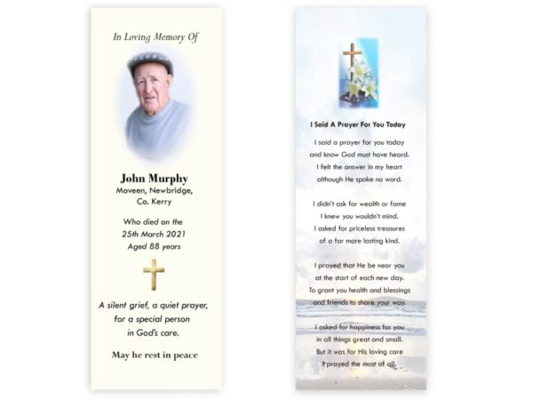 Irish Memorial Bookmarks - MC Printers Ballybunion Co Kerry