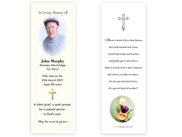 Irish Memorial Bookmarks - MC Printers Ballybunion Co Kerry