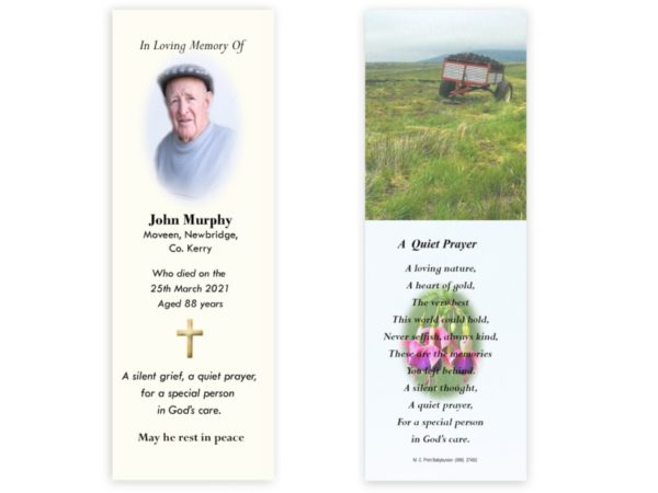 Irish Memorial Bookmarks - MC Printers Ballybunion Co Kerry