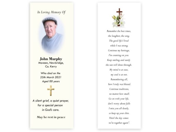 Irish Memorial Bookmarks - MC Printers Ballybunion Co Kerry