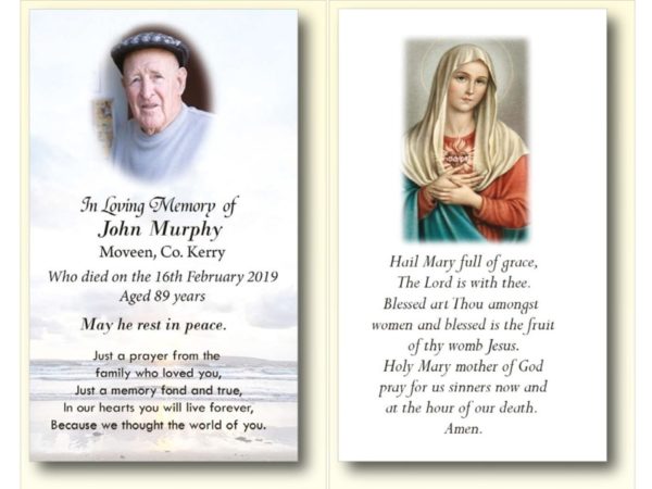 Wallet Memorial Cards - MC Printers - Ballybunion Co Kerry