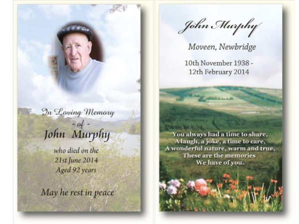 Wallet Memorial Cards - MC Printers - Ballybunion Co Kerry