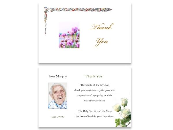 Funeral Acknowledgement Card Single - MC Printers Ballybunion